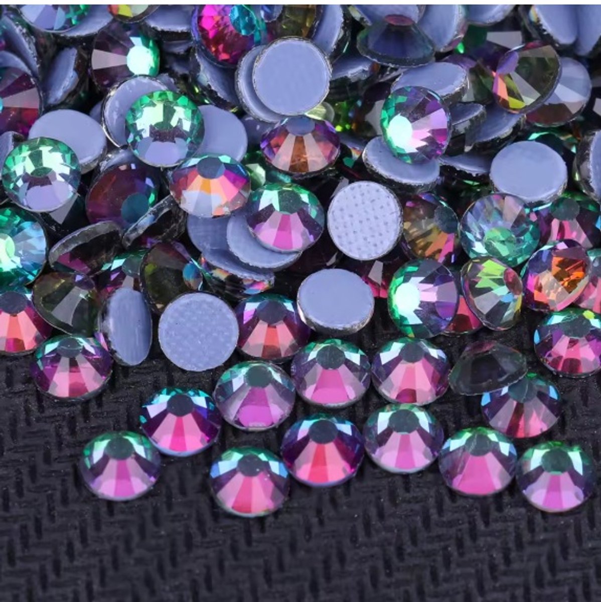 BamBella® - SS10 - AB Groen Multicolour Hotfix strass Steentjes - 1440 stuks - AB strass stenen glitters nail art kleding versieren
