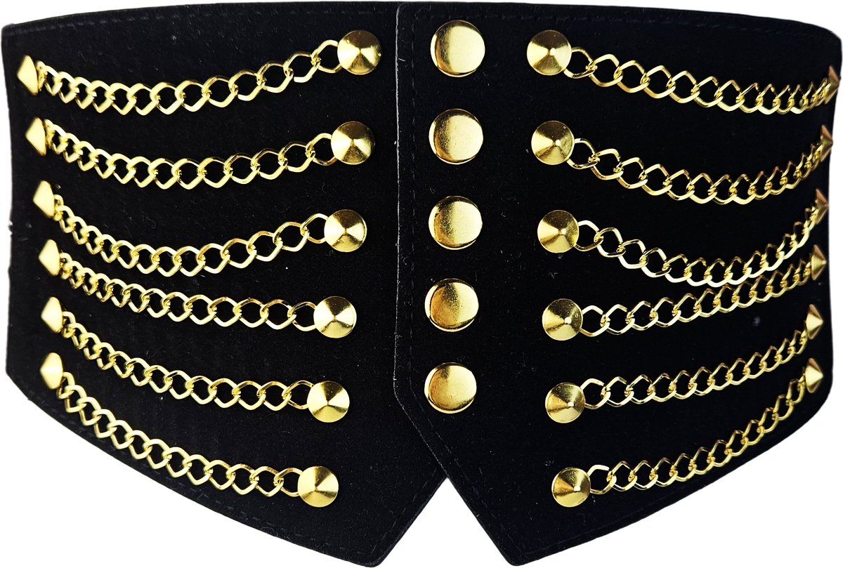 BamBella ® - Riem Maat Onesize - Ketting Rood goudkleurig Mode Body Gothic Goth taille riem met belt