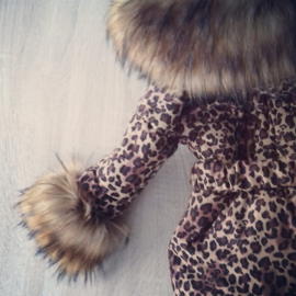 Kinderjas panterprint  Bontkraag jas Leopard  bontkraag Winterjas BamBella