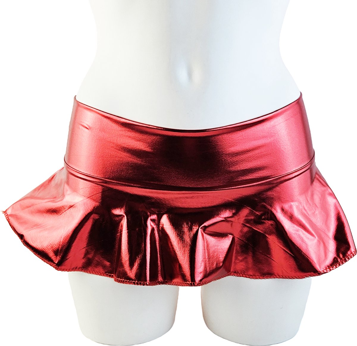 BamBella® - Mini rok -  Shiny Wetlook - Sexy Erotische rokje Super shine metallic Lame Glans Rood