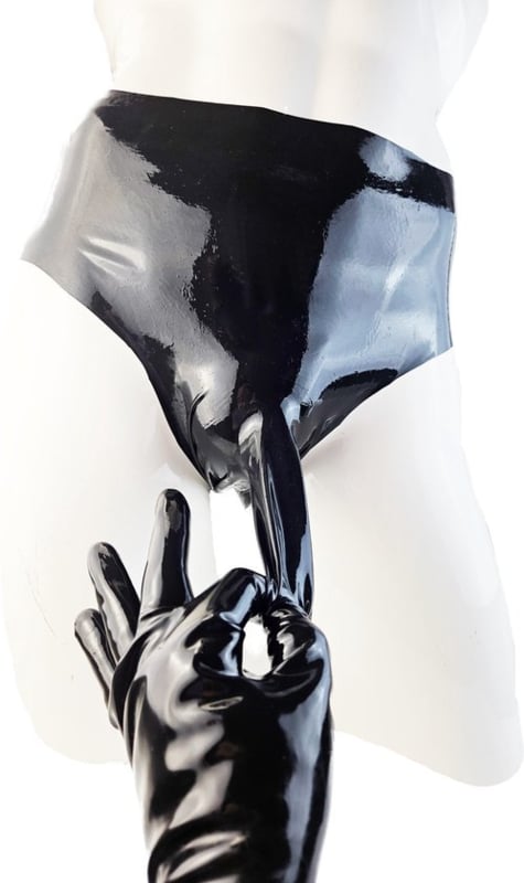 100% LATEX Onderbroek heren - Maat One size -BDSM SM sexy glans ondergoed Zwart voor mannen