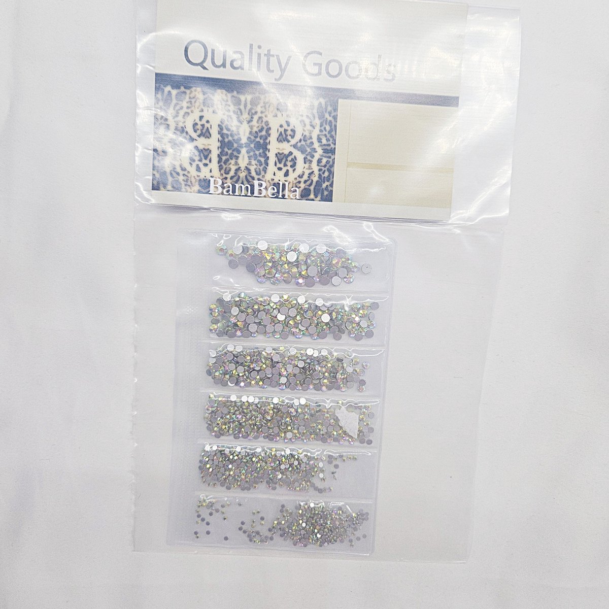 BamBella® AB kleur - Steentjes in zakje mix - Rhinestones set tools set steentjes plak glitter steen doosje Nail art knutselen naaien