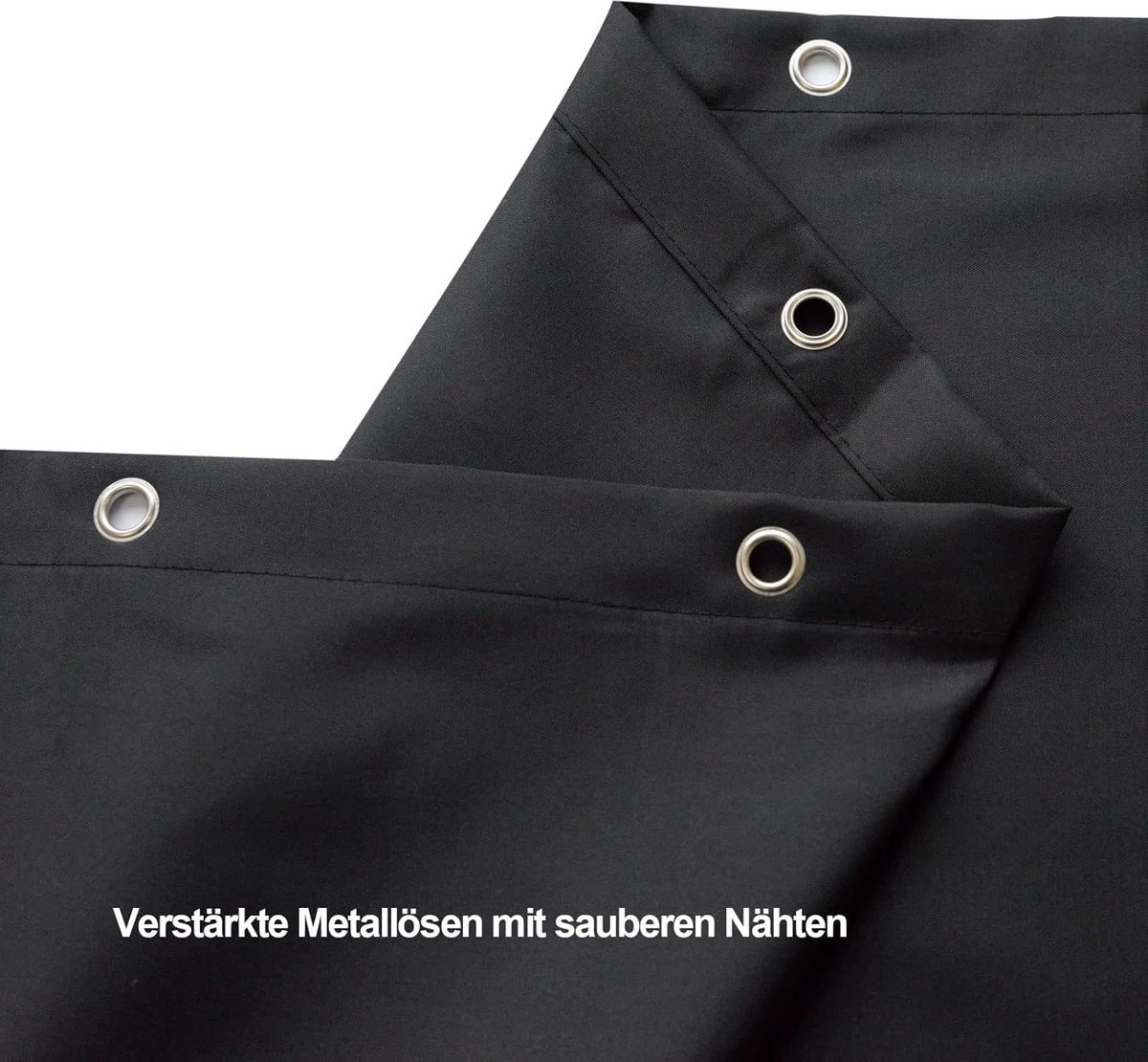 Douchegordijn, zwarte stof, wasbaar, textiel, machinewasbaar, met metalen ogen, breedte 180 x hoogte 220 cm