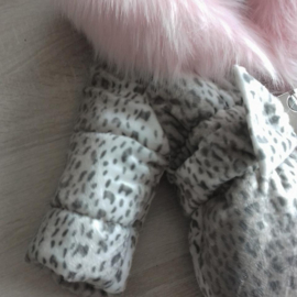 Kinderjas panterprint  Bontkraag jas Leopard  bontkraag Winterjas BamBella