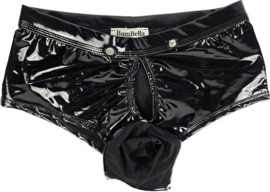 BamBella ® - Boxer short   Datex Zwart (Latex en stof SM kleding BDSM kruisloos erotische heren kleding