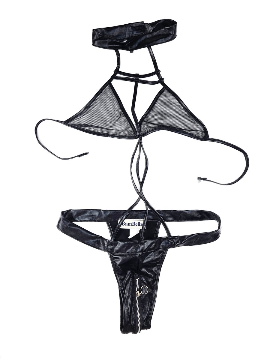 BamBella ® Bodysuit Onesize wetlook Erotische jumpsuit pak - Catsuit BDSM - Glanzen