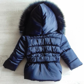 Kinderjas Blauw jas  Bontjas met grote bontkraag Winterjas BamBella