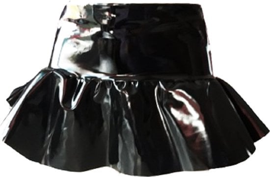 Datex mini Rok - Maat XS T/m XXL zwart Rollenspel sm dames sexy Glans kleding mix van Latex en stof | Datex