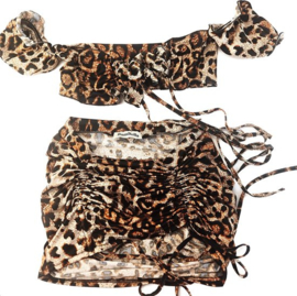 BamBella ® Sexy Kleding set - Onesize - pak vrouwe panterprint bruin zomer kleding strand