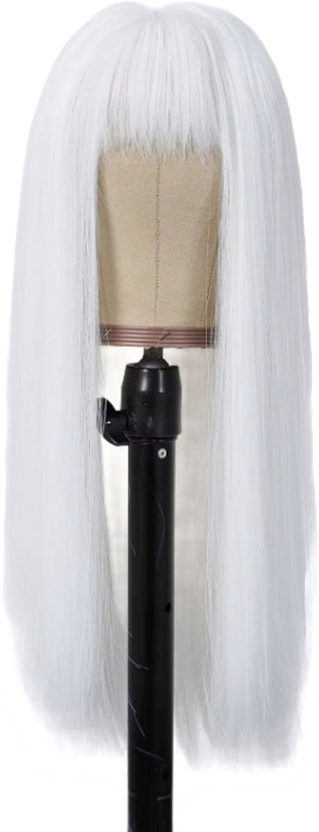 Pruik - Synthetisch - lang haar - Wit - pony -dames carnaval cosplay
