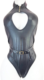Jumpsuit - Maat onesize - Zwart Wetlook pak Sexy body