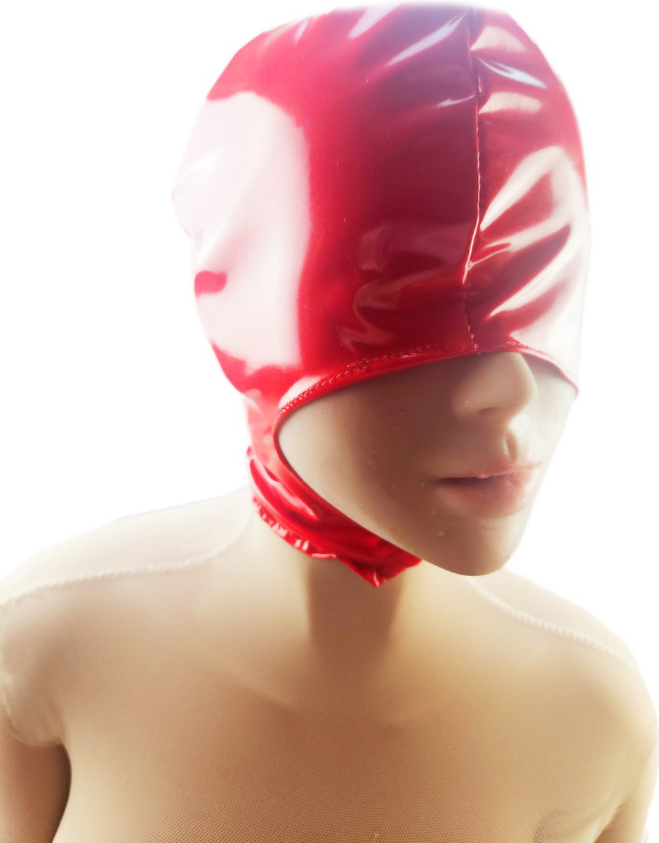 BNDGx® -Masker Datex (Mix LATEX en stof) mond opening - Erotiek - Extreme BDSMsm fetish Rollenspel kleding Zwart