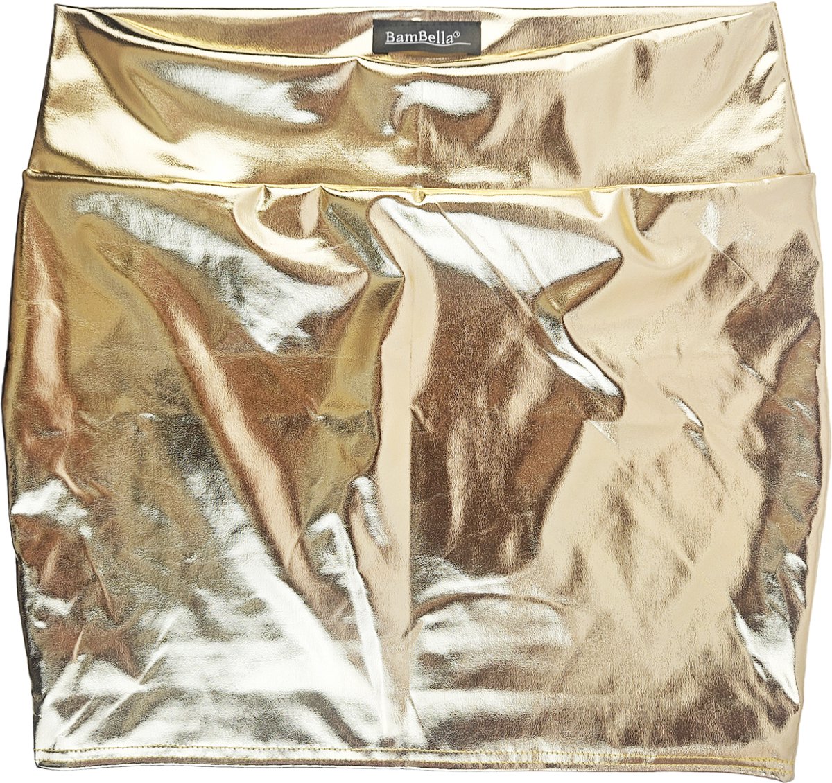 BamBella® - Rok -   - Shiny Glans Wetlook rokje Super shine metallic Glans Goudkleurig Lame