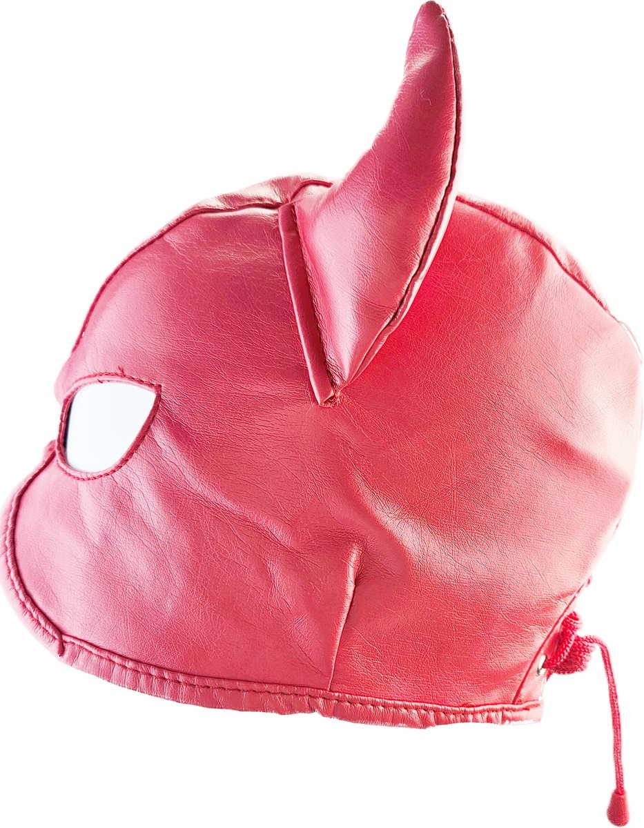 BNDGx® - BDSM Duivel seks Masker - Nep leer stof - Vetersluiting Rood met hoorns