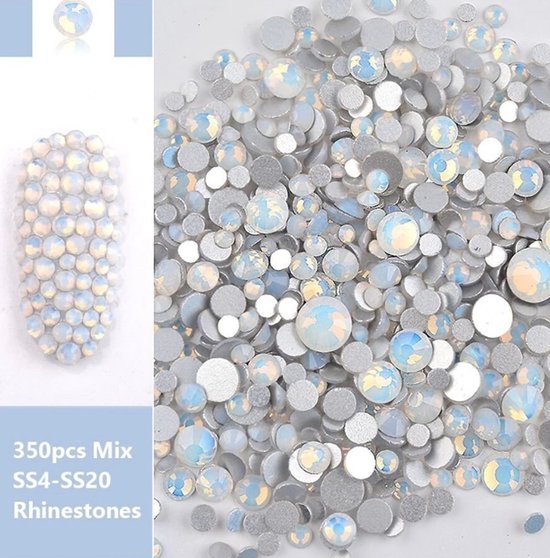 BamBella® Plak strass Steentjes - 1 zakje - 3mm tot 6mm - Wit AB doorzichtig strass stenen glitters nail art kleding versieren