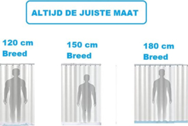 Douchegordijn - Zwart - Met ringen - 200 X 180 - Douche Gordijn - Badkamer