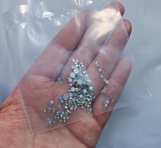 BamBella® Plak strass Steentjes - 1 zakje - 3mm tot 6mm - groen doorzichtig strass stenen glitters nail art kleding versieren