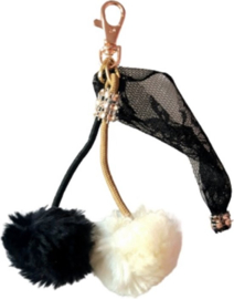 Grote Sleutelhanger 16cm Tashanger Pom pom glitter