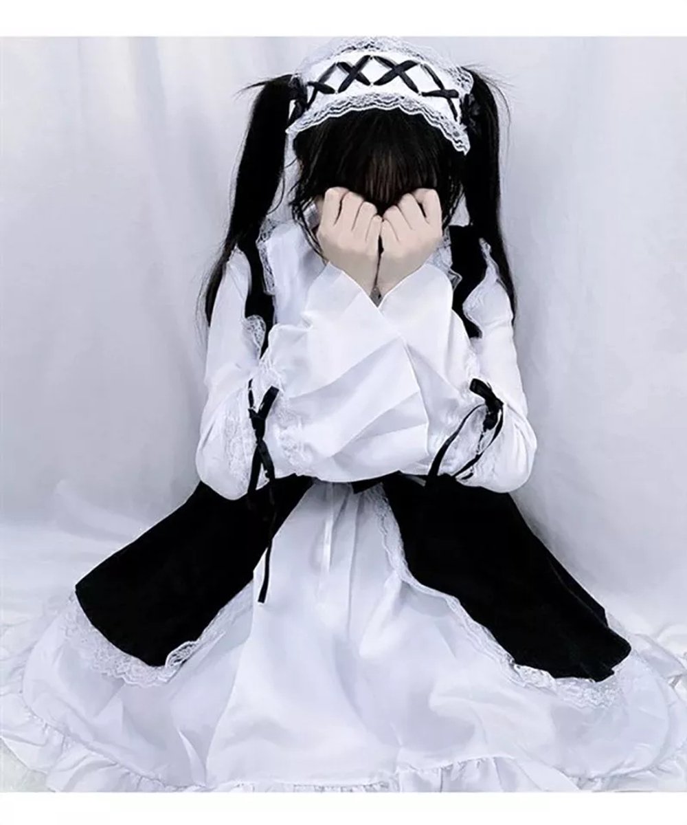 BamBella® - Kleding set - S/M - Japansje meisjes jurk cosplay pak met grote strik en schort