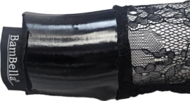 BamBella ® Handschoenen - Gothic kant datex (mix latex en stof) 2 delig set Zwart