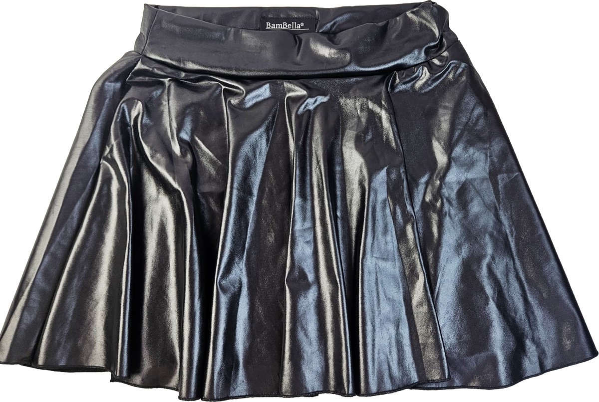 BamBella® - Mini rok   - Shiny Wetlook - Sexy Erotische rokje Super shine metallic Lame Glans Zwart