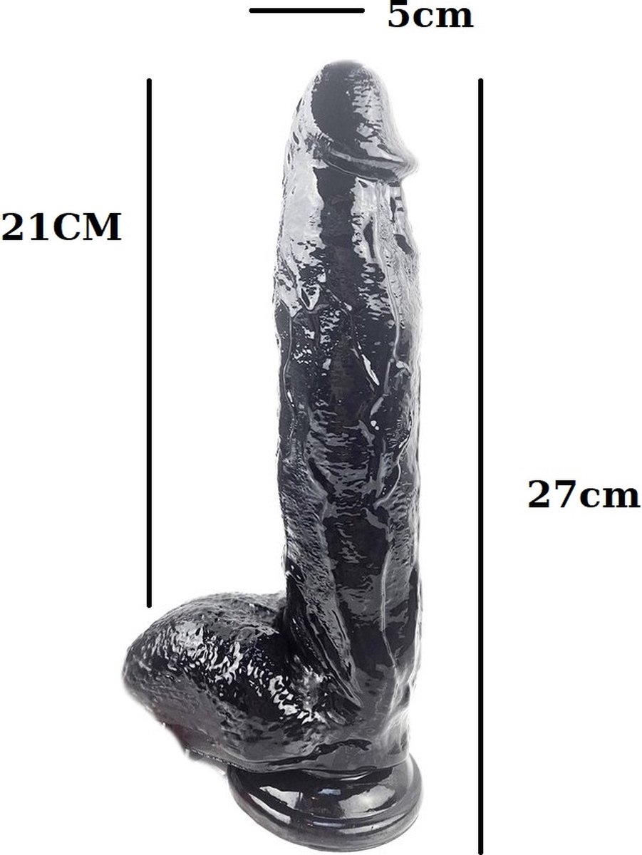 BNDGx® - Dildo - Grote - Zwarte Lange dikke Realistisch Penis -Zuignap - BDSM SM Fetisch Seks speeltje Merk: BNDGx