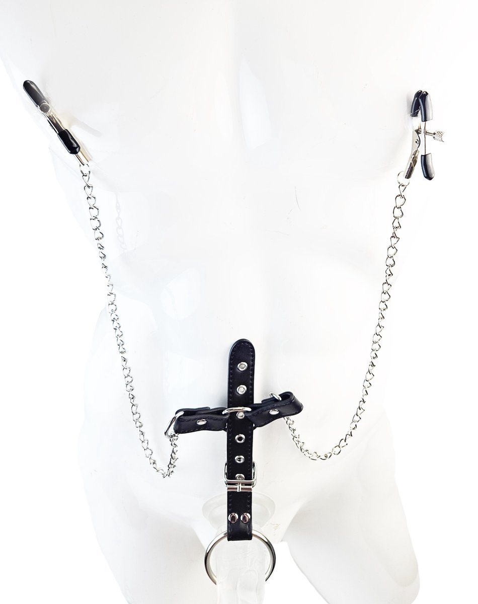 BNDGx® Penis ring cock Tepel klem met ketting heren - cockring tepelklemmen Bondage BDSM
