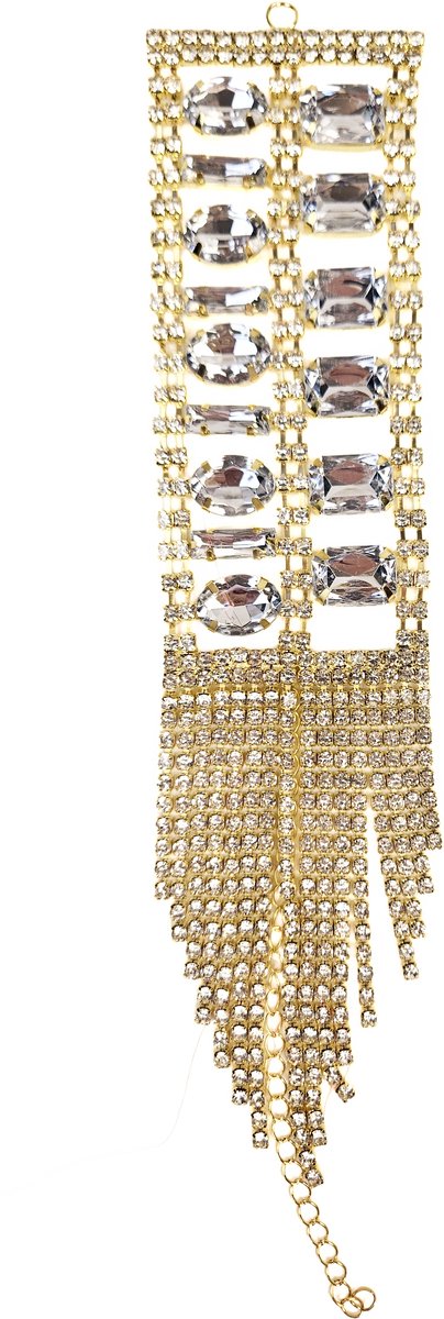 BamBella ® Strass ketting - Breed - lint goudkleurig steentjes touw diamantjes naaien knutselen glitter