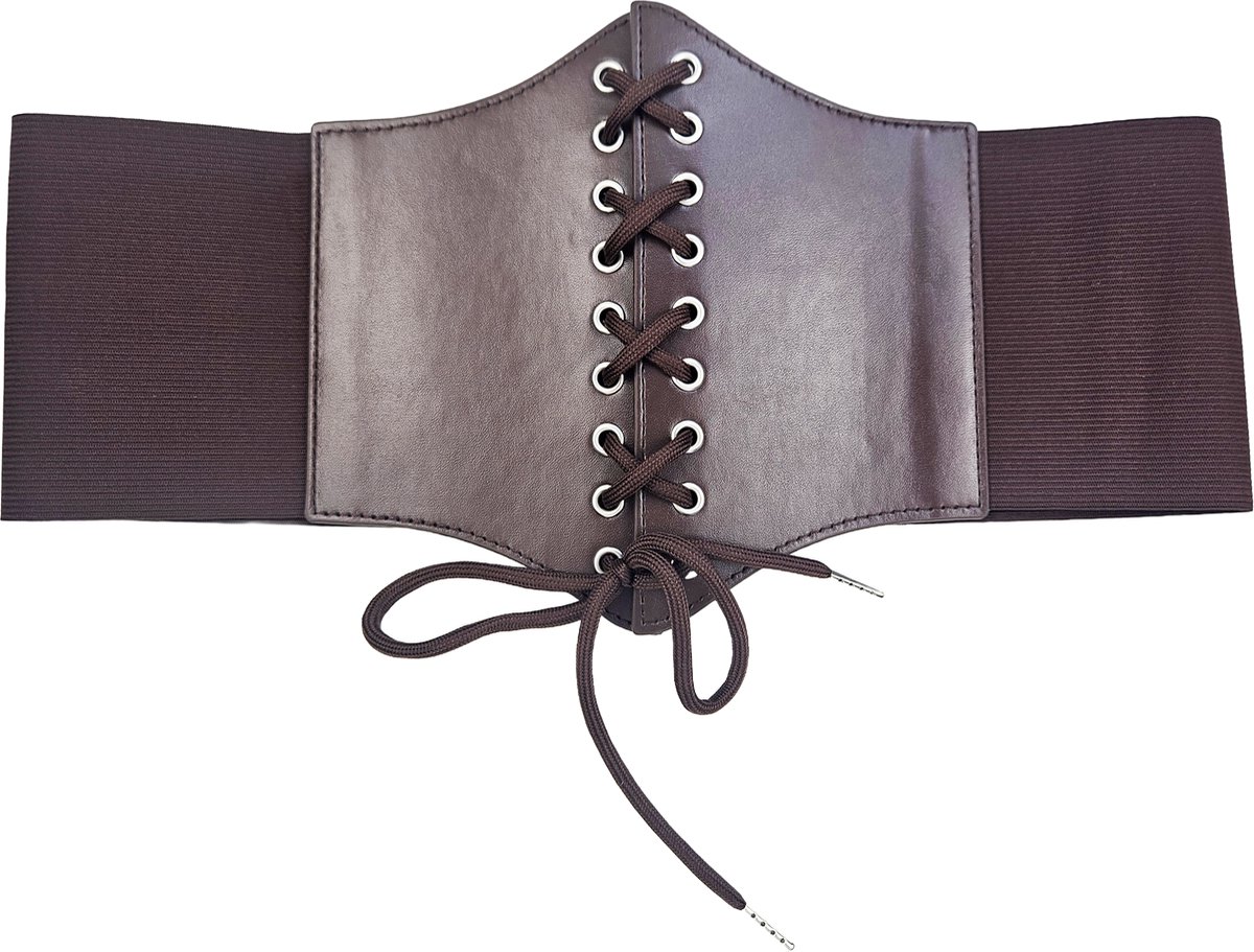 BamBella ® - Riem Maat Onesize - Wit Mode Body Gothic Goth taille riem zwart met Veter sluiting korset belt