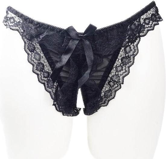 String Kruisloos - One size - Sexy Zwart Erotische onderbroek dames