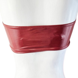 Top -  - Datex (mix van latex en stof) BH crop Top shirt Roze met knoopjes