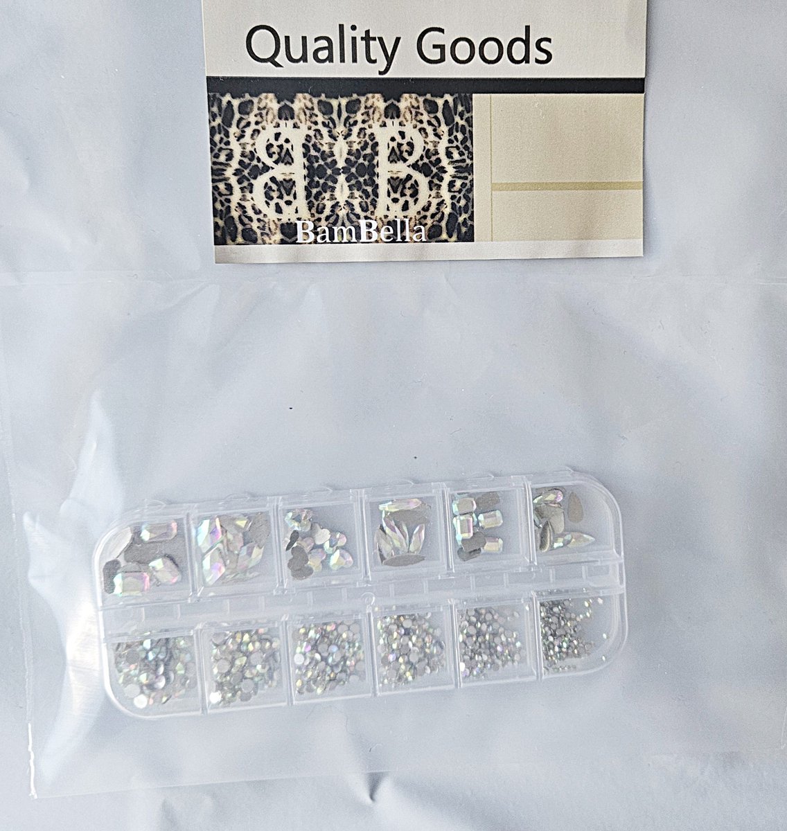 BamBella® AB kleur - Steentjes in doos - Rhinestones set tools set steentjes plak glitter steen doosje Nail art knutselen naaien