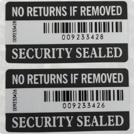 Verzegeld stickers 50 stuks labels webshop doos verpakking verzegelen garantie security seal tamper proof