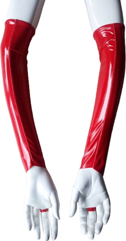 Handschoenen Rood van Datex (Mix latex en stof ) Sexy kinky fetish accessoire