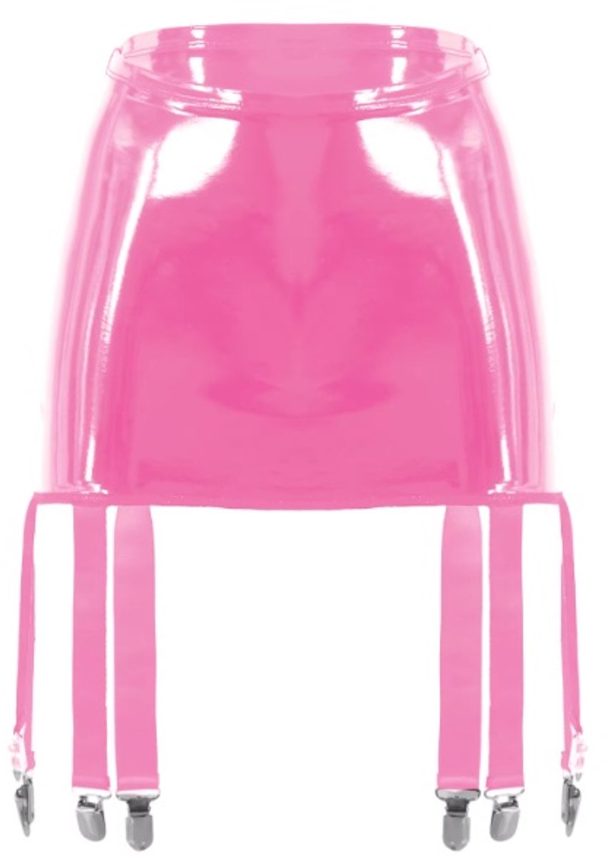 BamBella® - Datex mini Rok -  voor Jarratel kousen Roze Rollenspel sm dames sexy Glans kleding mix van Latex en stof