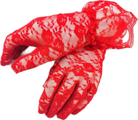 BamBella® - Handschoenen Grijs kant Kort - dames - Met Ruches