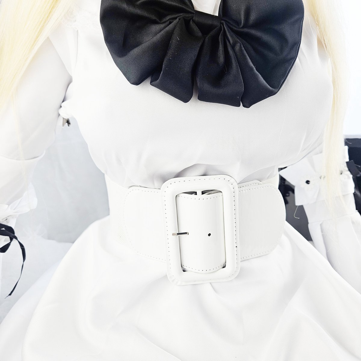 BamBella ® - Riem Maat Onesize - Datex Wit (Mix latex en stof) Mode Body Gothic Goth taille riem Gesp Groot