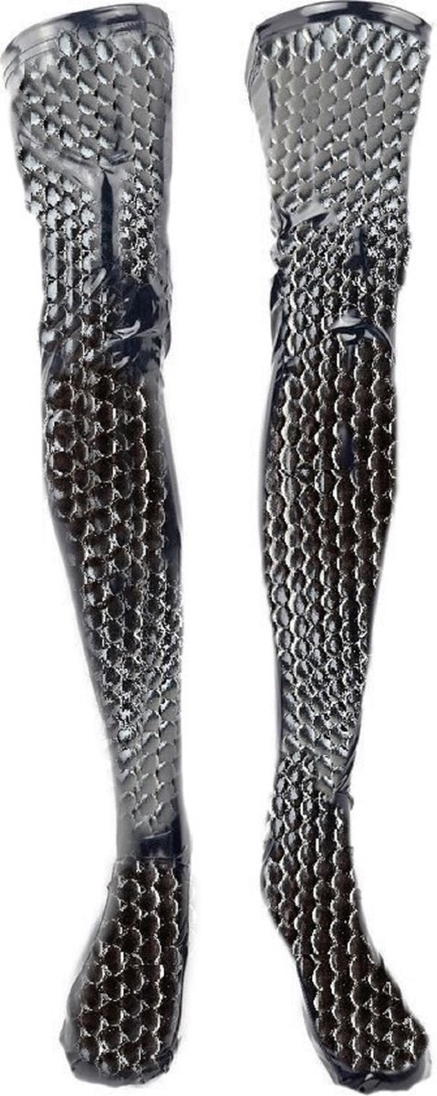 BamBella® - Dikke stof hoge Kousen - Zwart - Sexy reptiel look Kniekousen van Super Glans Fetish kleding bdsm Dames sokken