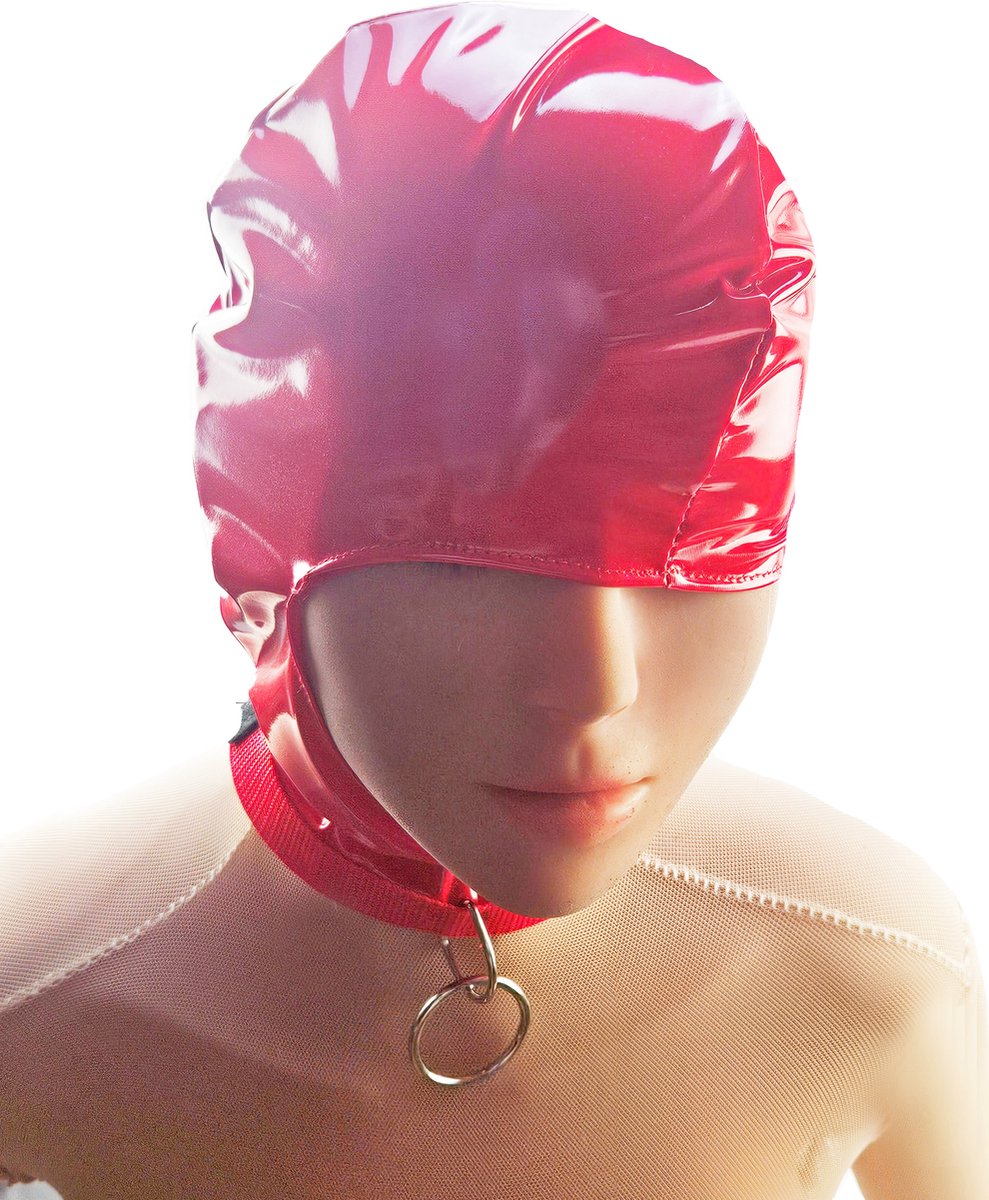 BNDGx® -Masker Datex (Mix LATEX en stof) mond opening - Erotiek - Extreme BDSMsm fetish Rollenspel kleding Rood