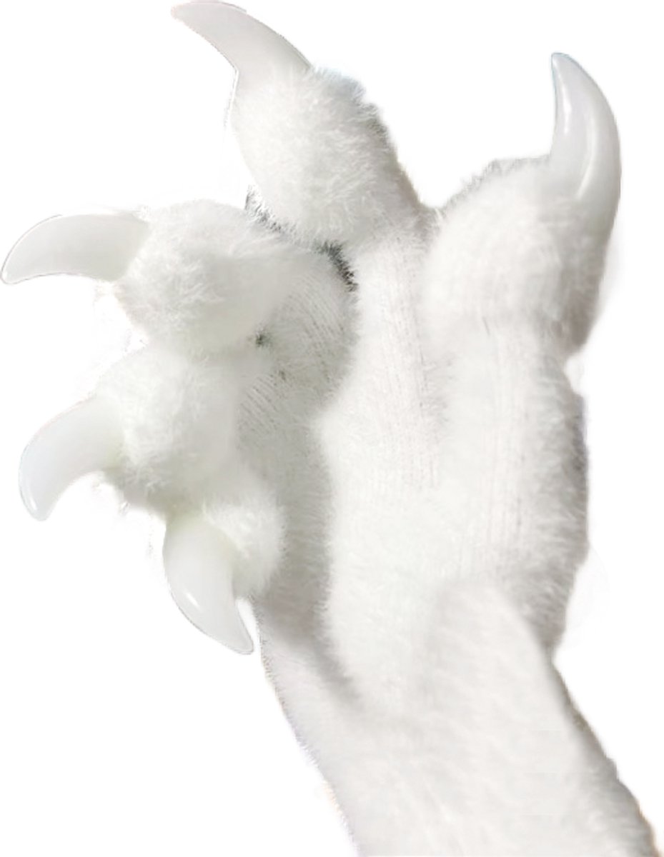 BamBella® - carnaval verkleed klauwen handschoenen met lange nagels - wit Cosplay rollenspel verkleden feest Halloween