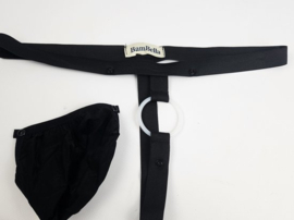 BamBella® - Sexy Lingerie Heren  L - Zwart mannen ondergoed open kruis slip Met Penisring cockring