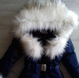 Kinderjas Blauw jas  Bontjas met grote bontkraag Winterjas BamBella