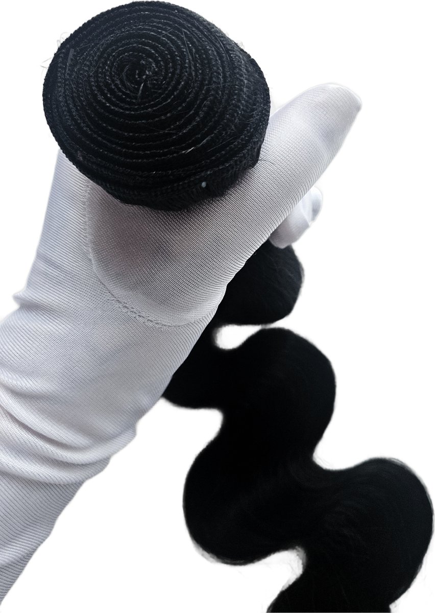 Haar Bundels - 60 cm -menselijk haar -weave weft Zwart body wave 24 inch - wavy golvend krul