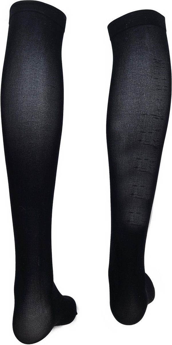 BamBella® Knie kouses net gaas stof Dames - Onesize - Zwart - hoge sokken Kniekousen