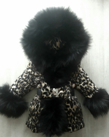 Kinderjas panterprint  Bontkraag jas Leopard  bontkraag Winterjas BamBella