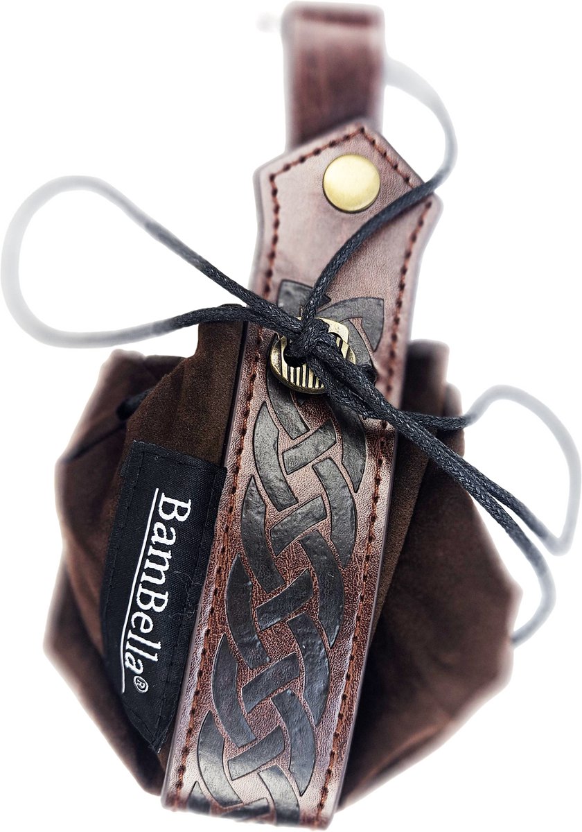 BamBella® - Geld Riem Heup Viking Middeleeuws - 115cm maat S M L - Leder Leer verstelbare tas Belt heupriem broekriem