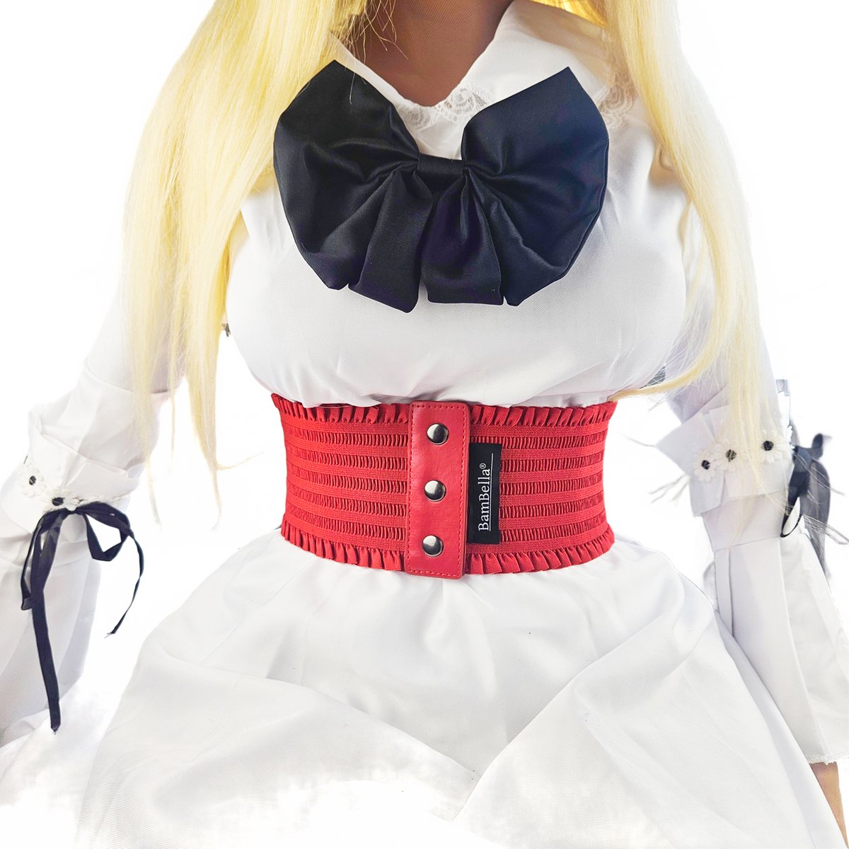 BamBella ® - Riem Maat Onesize - Rood Mode Body Gothic Goth taille riem zwart met korset belt