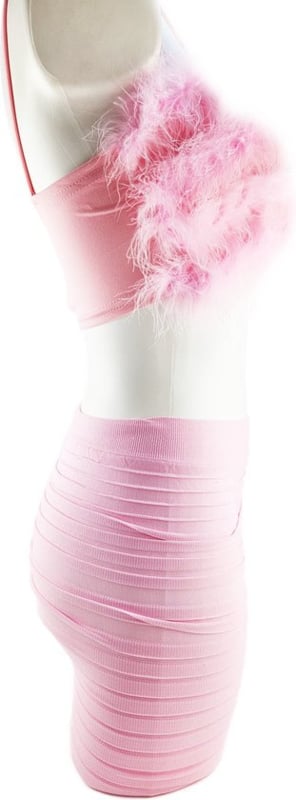 Sexy Erotische Kleding set -  - 2 delig pak Roze met veren