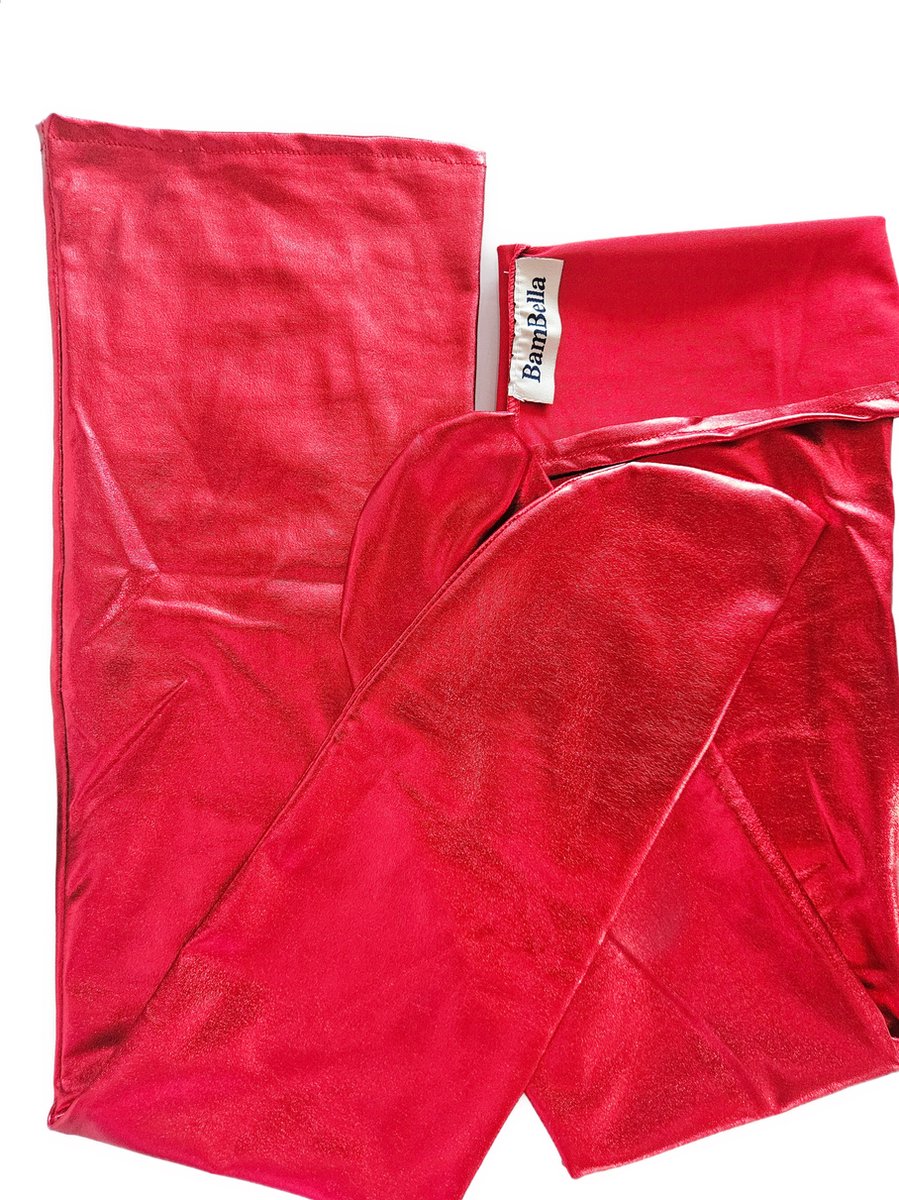 BamBella® - Hoge Kousen - Onesize - Rood Shiny Wetlook - Sexy Kniekousen van Super Glans Dames sokken