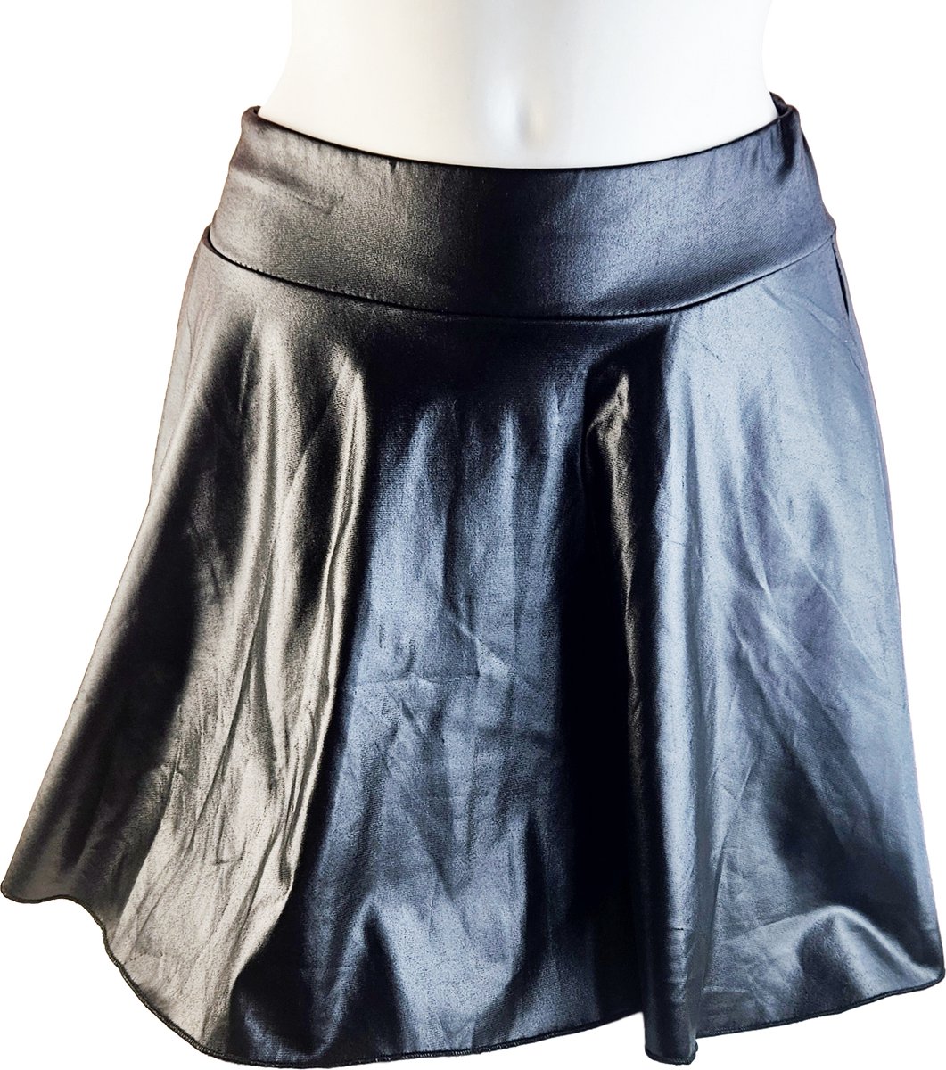 BamBella® - Mini rok   - Shiny Wetlook - Sexy Erotische rokje Super shine metallic Lame Glans Zwart